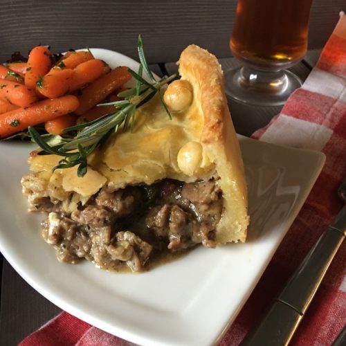 Plated Lamb Pie with Horseradish Glazed Carrots