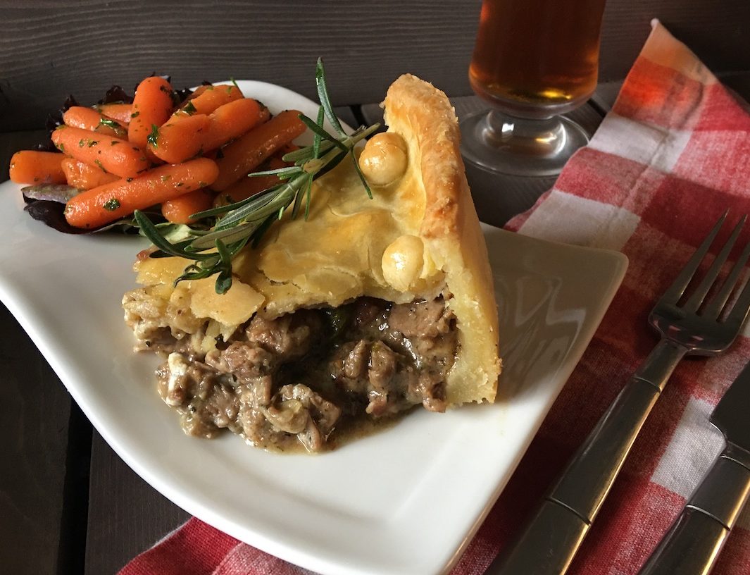 Plated Lamb Pie with Horseradish Glazed Carrots