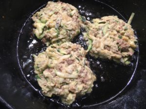 Frying Indian Spiced Zucchini & Beef Patties