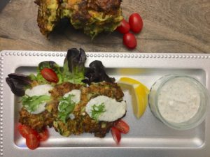 Indian Spiced Zucchini & Beef Patties with Yogurt Sauce